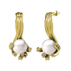 Inci ve pırlanta 925 ayar altın kaplama gümüş küpe (0.45 karat)