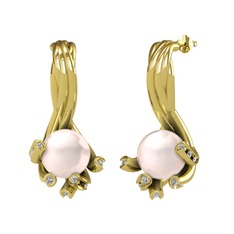 Valda İnci Küpe - Pembe inci ve swarovski 14 ayar altın küpe #jyz9nf