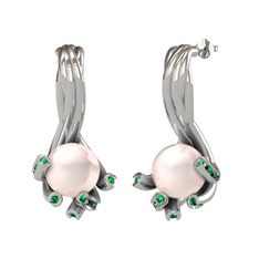 Valda İnci Küpe - Pembe inci ve yeşil kuvars 925 ayar gümüş küpe #vszcxy