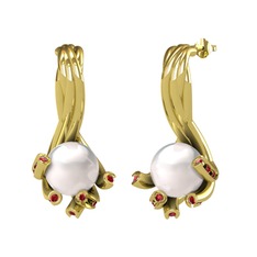 Valda İnci Küpe - Inci ve garnet 925 ayar altın kaplama gümüş küpe #xmzhf3