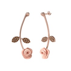 Dumanlı kuvars 925 ayar rose altın kaplama gümüş küpe (Pembe mineli)