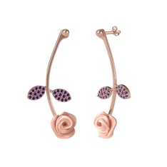 Ametist 8 ayar rose altın küpe (Pembe mineli)