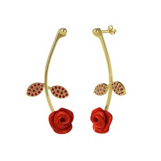 Garnet 18 ayar altın küpe (Kırmızı mineli)