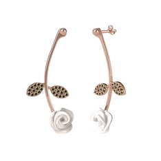 Gül Yaprağı Küpe - Peridot 18 ayar rose altın küpe (Beyaz mineli) #1sw0tiw