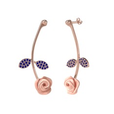 Lab safir 8 ayar rose altın küpe (Pembe mineli)