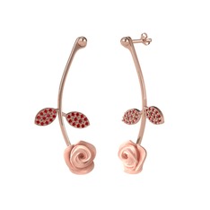 Gül Yaprağı Küpe - Garnet 925 ayar rose altın kaplama gümüş küpe (Pembe mineli) #4hac24