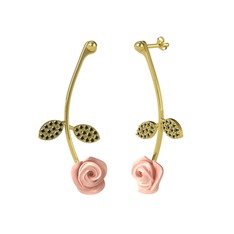 Peridot 925 ayar altın kaplama gümüş küpe (Pembe mineli)