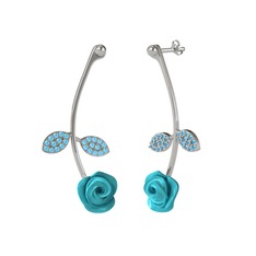 Akuamarin 925 ayar gümüş küpe (Turkuaz mineli)