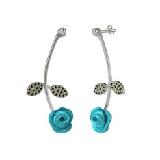 Gül Yaprağı Küpe - Peridot 8 ayar beyaz altın küpe (Turkuaz mineli) #bvgch4