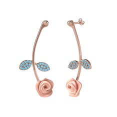 Gül Yaprağı Küpe - Akuamarin 8 ayar rose altın küpe (Pembe mineli) #ewda3r