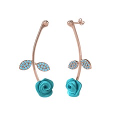 Gül Yaprağı Küpe - Akuamarin 925 ayar rose altın kaplama gümüş küpe (Turkuaz mineli) #h44ka9