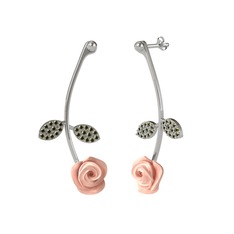 Peridot 925 ayar gümüş küpe (Pembe mineli)