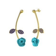 Gül Yaprağı Küpe - Lab safir 18 ayar altın küpe (Turkuaz mineli) #iyw97r