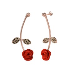 Gül Yaprağı Küpe - Peridot 8 ayar rose altın küpe (Kırmızı mineli) #mazxhy