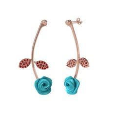 Gül Yaprağı Küpe - Garnet 14 ayar rose altın küpe (Turkuaz mineli) #sg6qjr