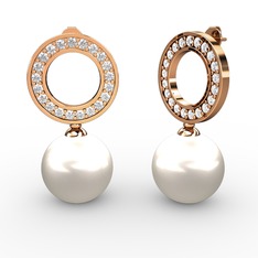 Harmonia İnci Küpe - Inci ve beyaz zirkon 8 ayar rose altın küpe #1gcesg5