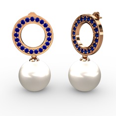 Inci ve lab safir 14 ayar rose altın küpe