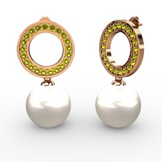 Harmonia İnci Küpe - Inci ve peridot 8 ayar rose altın küpe #1jqx24w