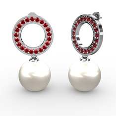 Harmonia İnci Küpe - Inci ve garnet 925 ayar gümüş küpe #36rcp4