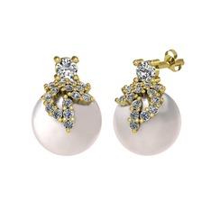 Afra İnci Küpe - Swarovski, pırlanta ve inci 18 ayar altın küpe (0.352 karat) #1bqkly2