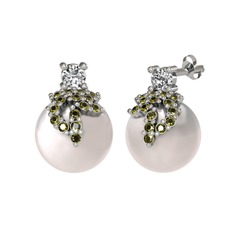 Afra İnci Küpe - Swarovski, peridot ve inci 925 ayar gümüş küpe #jk0ue8
