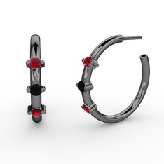 Lita Halka Küpe - Garnet, siyah zirkon ve kök yakut 925 ayar siyah rodyum kaplama gümüş küpe #10jfy8r