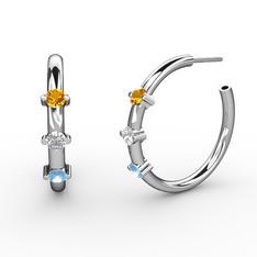 Lita Halka Küpe - Akuamarin, swarovski ve sitrin 14 ayar beyaz altın küpe #111r8iu