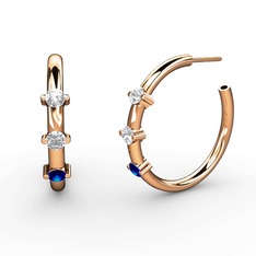 Lita Halka Küpe - Lab safir ve beyaz zirkon 14 ayar rose altın küpe #11f88i0