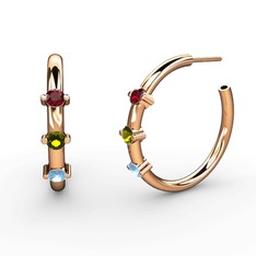 Lita Halka Küpe - Akuamarin, peridot ve garnet 8 ayar rose altın küpe #11lhkz7