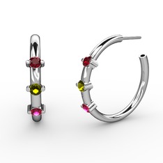 Lita Halka Küpe - Rodolit garnet, peridot ve garnet 8 ayar beyaz altın küpe #11sazvp