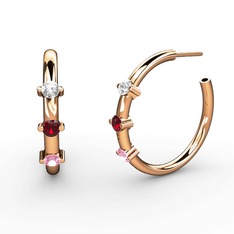 Lita Halka Küpe - Pembe kuvars, garnet ve swarovski 925 ayar rose altın kaplama gümüş küpe #11ukj9s