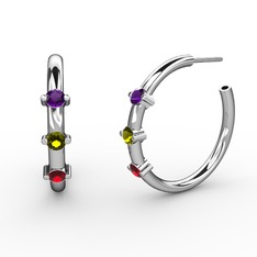 Lita Halka Küpe - Garnet, peridot ve ametist 925 ayar gümüş küpe #12nhvin