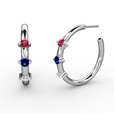 Lita Halka Küpe - Swarovski, lab safir ve rodolit garnet 8 ayar beyaz altın küpe #12zb528