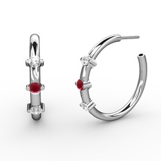 Lita Halka Küpe - Swarovski, kök yakut ve pırlanta 925 ayar gümüş küpe (0.22 karat) #13271zc