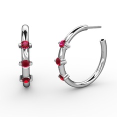 Garnet, kök yakut ve rodolit garnet 8 ayar beyaz altın küpe