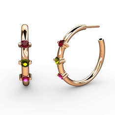 Lita Halka Küpe - Rodolit garnet, peridot ve garnet 14 ayar rose altın küpe #13qzvi4