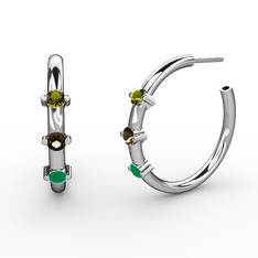 Lita Halka Küpe - Kök zümrüt, dumanlı kuvars ve peridot 14 ayar beyaz altın küpe #13rnjob