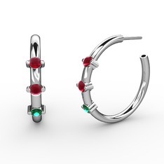 Lita Halka Küpe - Yeşil kuvars ve kök yakut 14 ayar beyaz altın küpe #13t2rjo