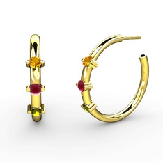 Lita Halka Küpe - Peridot, kök yakut ve sitrin 925 ayar altın kaplama gümüş küpe #13u5au0