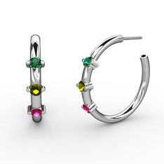 Lita Halka Küpe - Rodolit garnet, peridot ve yeşil kuvars 925 ayar gümüş küpe #14m2p4h