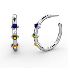 Lita Halka Küpe - Sitrin, peridot ve lab safir 14 ayar beyaz altın küpe #169q28v