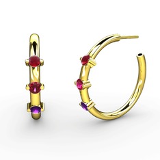 Lita Halka Küpe - Ametist, rodolit garnet ve kök yakut 8 ayar altın küpe #170z9iz