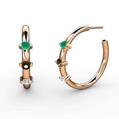 Lita Halka Küpe - Swarovski, dumanlı kuvars ve kök zümrüt 8 ayar rose altın küpe #17bng7i