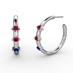 Lita Halka Küpe - Lab safir ve kök yakut 14 ayar beyaz altın küpe #19c8skz