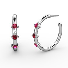 Lita Halka Küpe - Rodolit garnet ve garnet 18 ayar beyaz altın küpe #19p1rx1