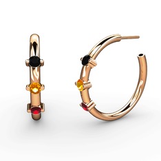 Lita Halka Küpe - Garnet, sitrin ve siyah zirkon 14 ayar rose altın küpe #19qks5v