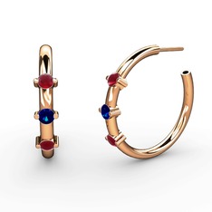 Lita Halka Küpe - Kök yakut ve lab safir 14 ayar rose altın küpe #1a2nm4f