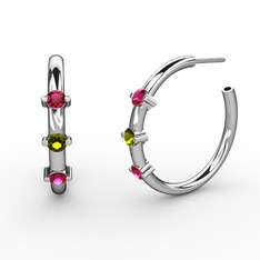 Rodolit garnet ve peridot 925 ayar gümüş küpe