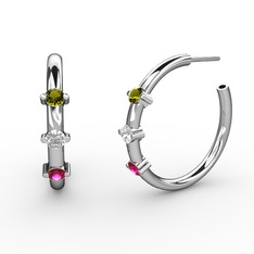 Lita Halka Küpe - Rodolit garnet, swarovski ve peridot 8 ayar beyaz altın küpe #1apj7su