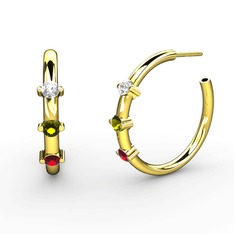Lita Halka Küpe - Garnet, peridot ve swarovski 14 ayar altın küpe #1b02t11